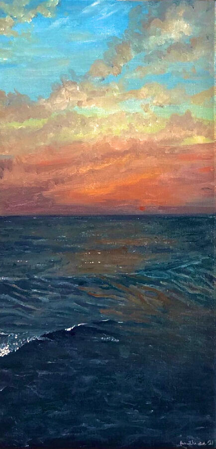 Ocean Sunset. Oil on canvas. Unavailable