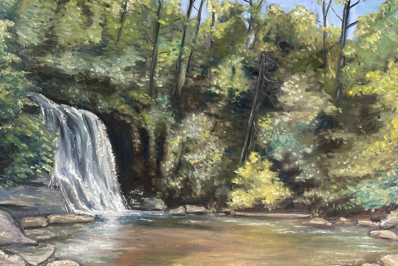 Silver Run Falls. 35.5x23.5x2&quot; oil on canvas. Unavailable. 2023