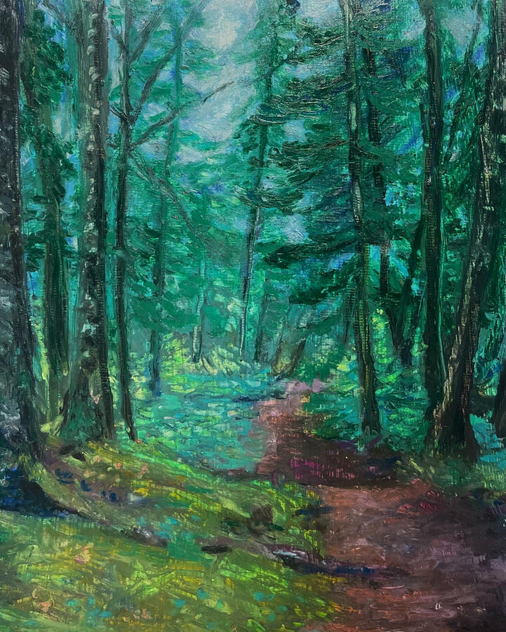 Path in the Woods. 8x10x1 1/8&quot; oil on canvas. Unavailable. 2024