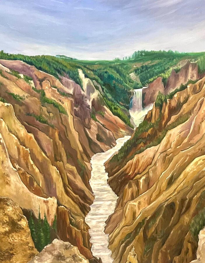 Artist Point, Yellowstone Falls. 80x60x2&quot; oil on canvas. Unavailable. 2023