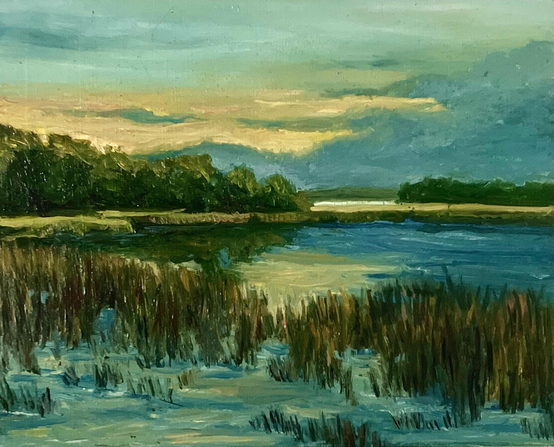 Low Country Sunset v4. 6x8x1 1/8" oil on canvas. Available. 2024