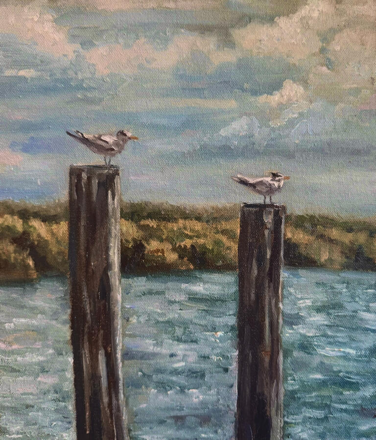Dockside Duo. oil on canvas. 2025. available