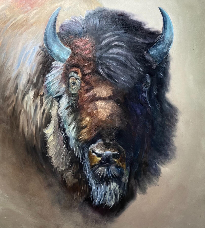 The Buffalo. 50x50x2&quot; oil on canvas. Unavailable. 2023