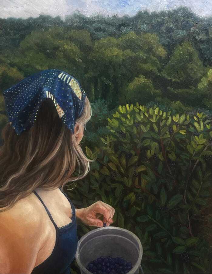 Pickin' Blueberries, oil on linen. 2024.