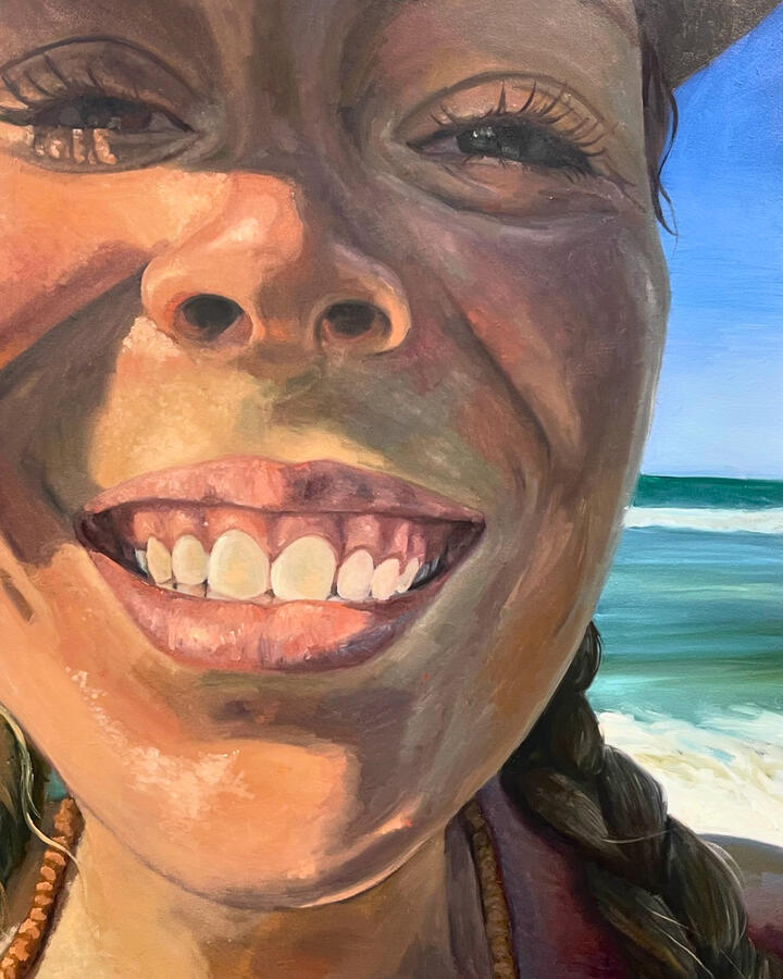 &quot;Cheesin&quot; oil on canvas 36x48x2&quot; 2024.