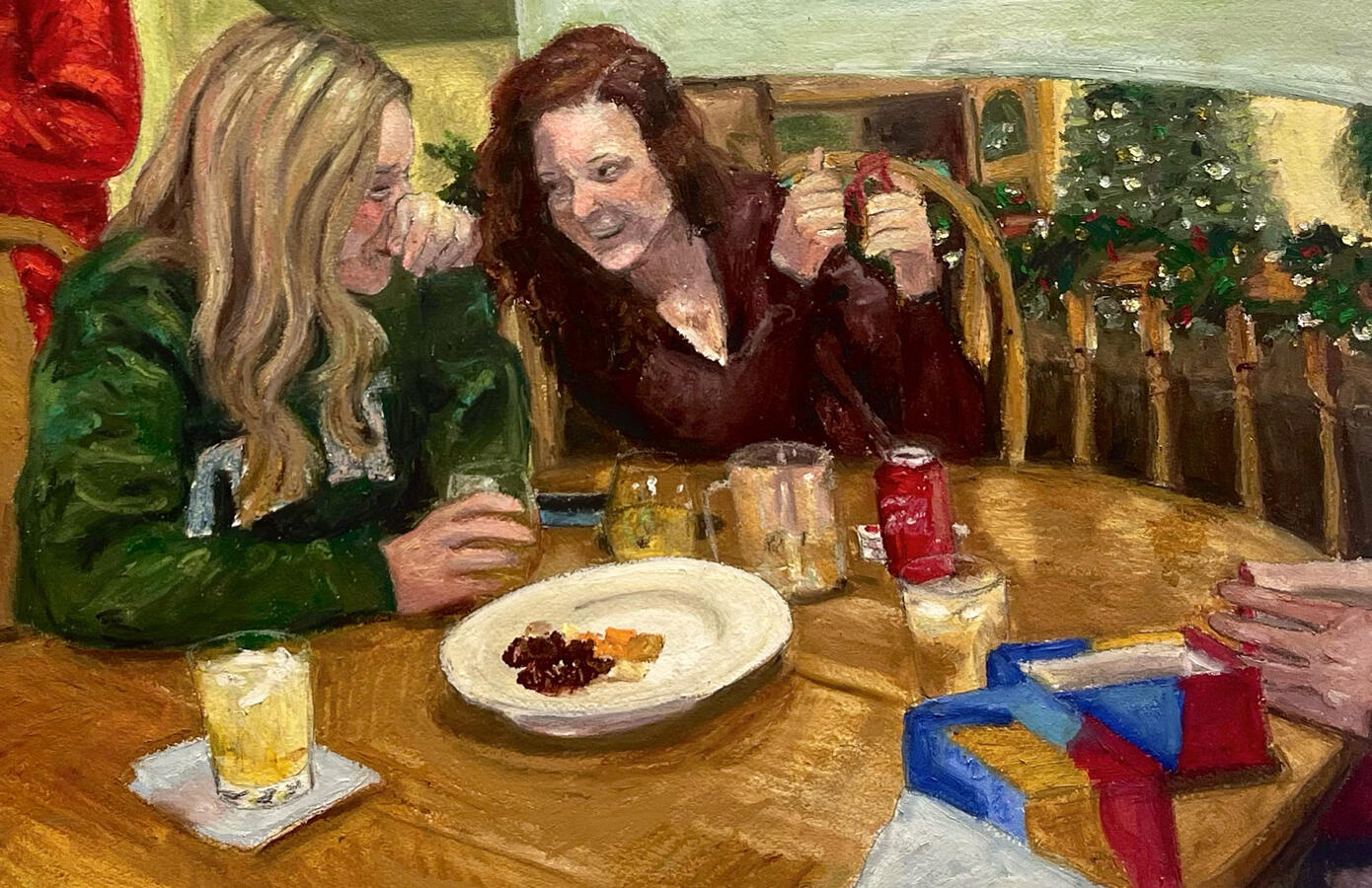 Christmas at Grandma's. oil pastel drawing 2024